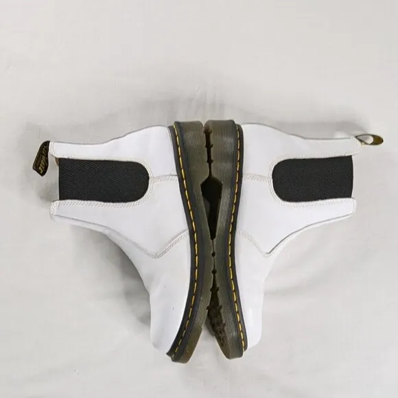 Dr. Martens 2976 White Leather Black Chelsea Boots