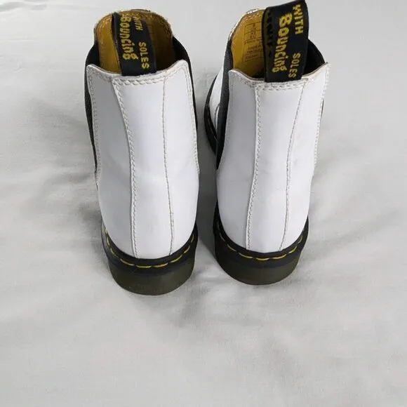 Dr. Martens 2976 White Leather Black Chelsea Boots
