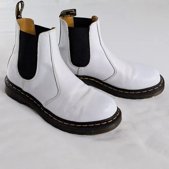Dr. Martens 2976 White Leather Black Chelsea Boots