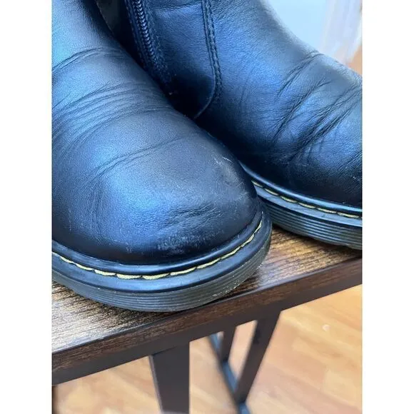 Dr Martens Flaw Youth 2976 Softy T Black Leather Chelsea Boots Kids US Size 6