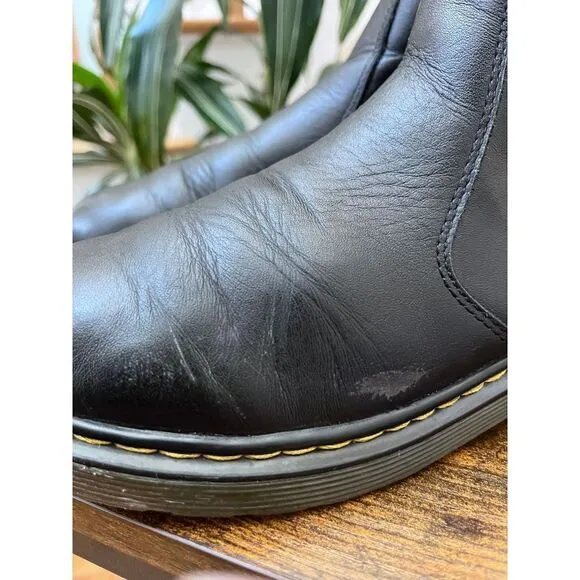 Dr Martens Flaw Youth 2976 Softy T Black Leather Chelsea Boots Kids US Size 6