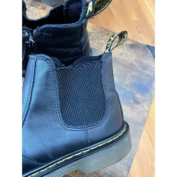 Dr Martens Flaw Youth 2976 Softy T Black Leather Chelsea Boots Kids US Size 6