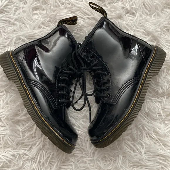 Dr. Martens little kids Black Patent Leather Boots