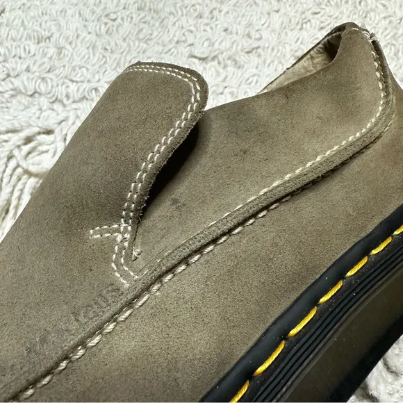 DR. MARTENS men’s gray suede leather slip on loafers 11