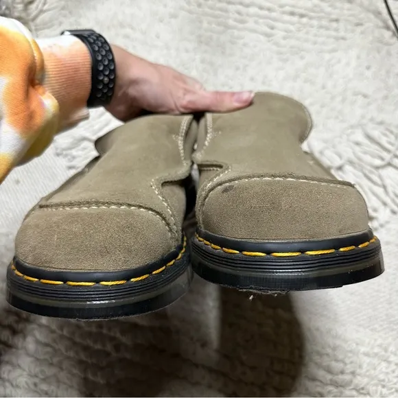 DR. MARTENS men’s gray suede leather slip on loafers 11