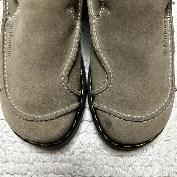 DR. MARTENS men’s gray suede leather slip on loafers 11