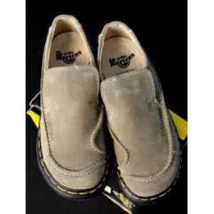 DR. MARTENS men’s gray suede leather slip on loafers 11