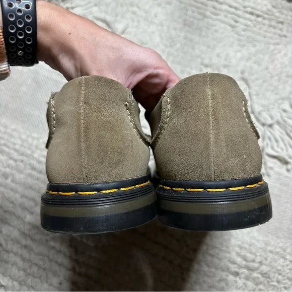 DR. MARTENS men’s gray suede leather slip on loafers 11