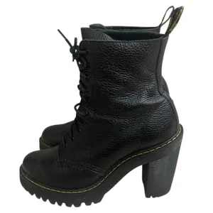 Dr Martens PEBBLED Women’s Kendra Combat Leather Boots Lace Up Black Sz 8/39 lug