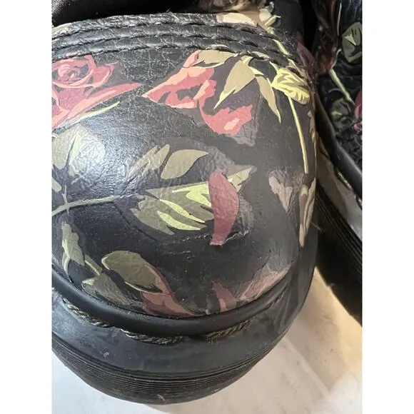DR. MARTENS SINCLAIR DECAYED ROSES LEATHER PLATFORM BOOTS SIZE 6