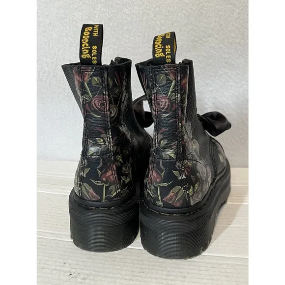 DR. MARTENS SINCLAIR DECAYED ROSES LEATHER PLATFORM BOOTS SIZE 6