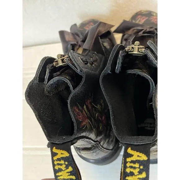DR. MARTENS SINCLAIR DECAYED ROSES LEATHER PLATFORM BOOTS SIZE 6