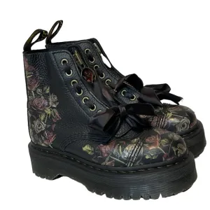 DR. MARTENS SINCLAIR DECAYED ROSES LEATHER PLATFORM BOOTS SIZE 6