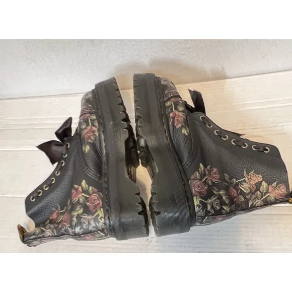 DR. MARTENS SINCLAIR DECAYED ROSES LEATHER PLATFORM BOOTS SIZE 6