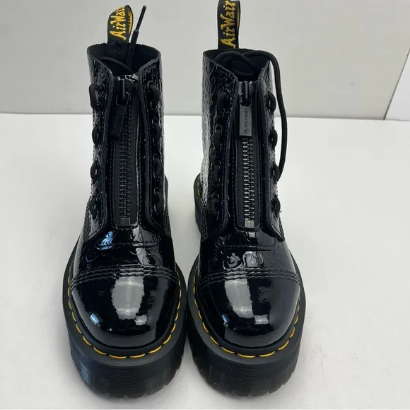 Dr. Martens Sinclair Leopard Emboss‎ Patent Leather Platform Boots Womens 5 NWOT