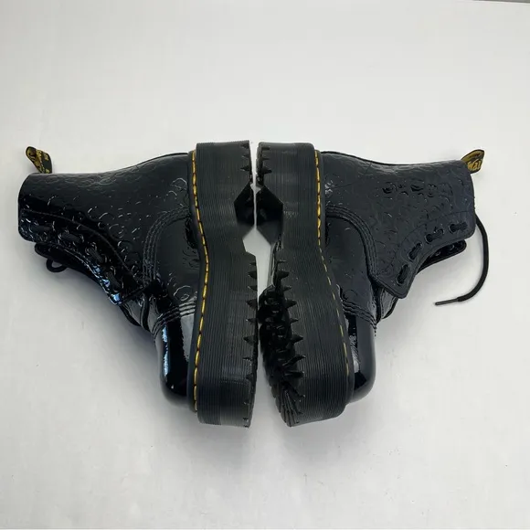 Dr. Martens Sinclair Leopard Emboss‎ Patent Leather Platform Boots Womens 5 NWOT