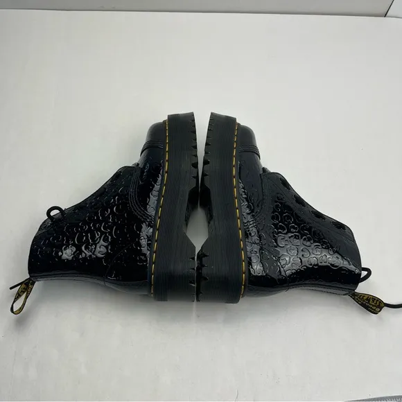 Dr. Martens Sinclair Leopard Emboss‎ Patent Leather Platform Boots Womens 5 NWOT