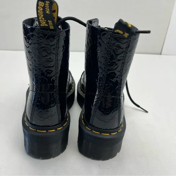 Dr. Martens Sinclair Leopard Emboss‎ Patent Leather Platform Boots Womens 5 NWOT