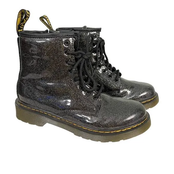 Dr. Martens Toddler 3 Kidcore Black 1460 Glitter Lace Up Boots w/ Bouncing Soles