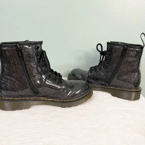 Dr. Martens Toddler 3 Kidcore Black 1460 Glitter Lace Up Boots w/ Bouncing Soles