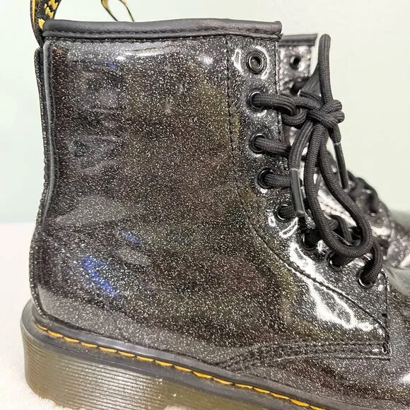 Dr. Martens Toddler 3 Kidcore Black 1460 Glitter Lace Up Boots w/ Bouncing Soles