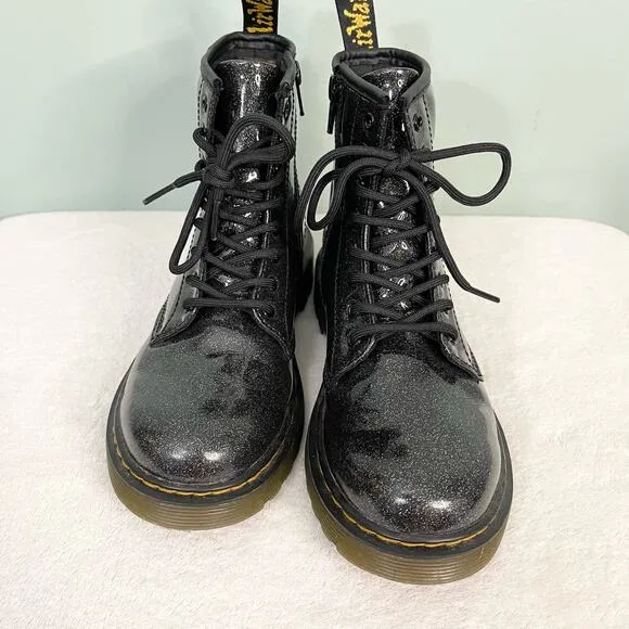 Dr. Martens Toddler 3 Kidcore Black 1460 Glitter Lace Up Boots w/ Bouncing Soles