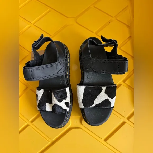 Dr. Martens VOSS ANIMAL PRINT LEATHER STRAP SANDALS Size 5
