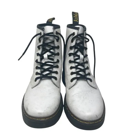 DR Martens Zavala Combat Boots Womens 8 Mens 7 White Leather