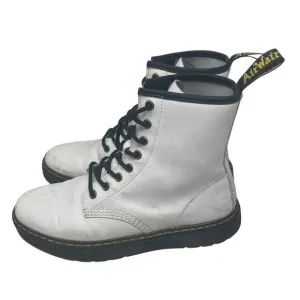DR Martens Zavala Combat Boots Womens 8 Mens 7 White Leather