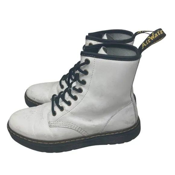 DR Martens Zavala Combat Boots Womens 8 Mens 7 White Leather