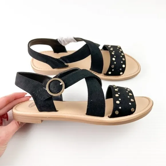 Dr. Scholl's sandals womens size 6 Evan Black strap studded comfort shoe