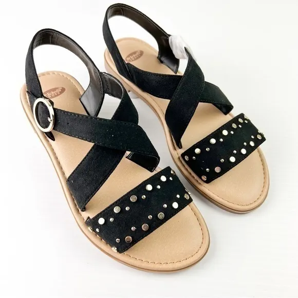 Dr. Scholl's sandals womens size 6 Evan Black strap studded comfort shoe