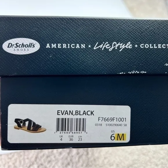 Dr. Scholl's sandals womens size 6 Evan Black strap studded comfort shoe