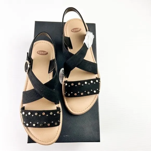 Dr. Scholl's sandals womens size 6 Evan Black strap studded comfort shoe