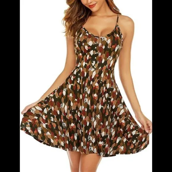 Dress Floral Sleeveless Adjustable Spaghetti Strap V-Neck Midi Dress