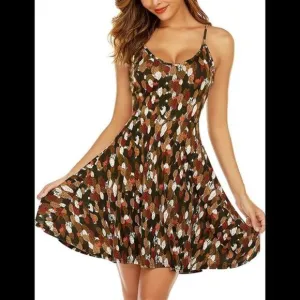 Dress Floral Sleeveless Adjustable Spaghetti Strap V-Neck Midi Dress