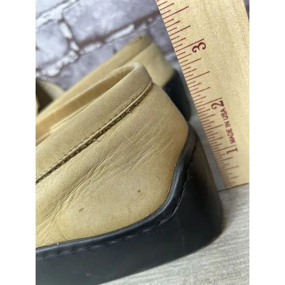 Duccio Del Duca Tan Leather Square Toe Wedge Designer Loafers Women 8.5M US/39EU