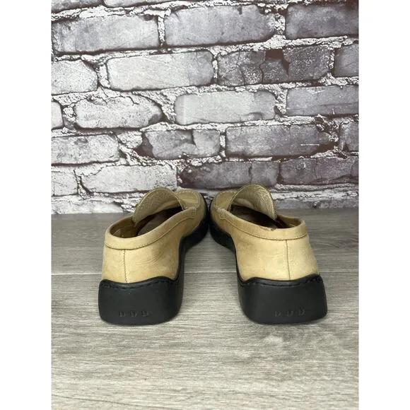Duccio Del Duca Tan Leather Square Toe Wedge Designer Loafers Women 8.5M US/39EU