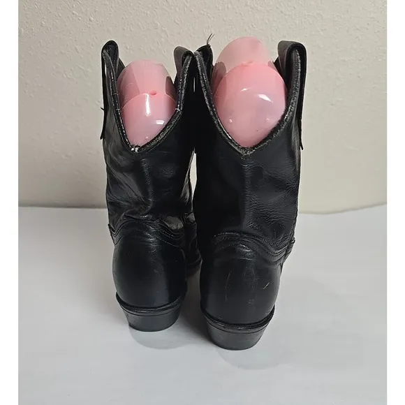 Durango Black Leather Pointed Toe Pull On Cowboy Western Boots Kids Size 5M
