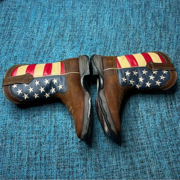 Durango Lady Rebel Patriotic Pull On Leather Western Flag Boots 10&quot;