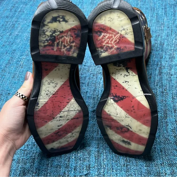 Durango Lady Rebel Patriotic Pull On Leather Western Flag Boots 10&quot;