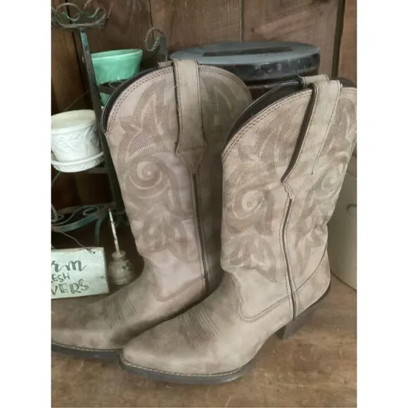 Durango Lifestyle Brown Leather Western Boots Sz 8 Cowgirl