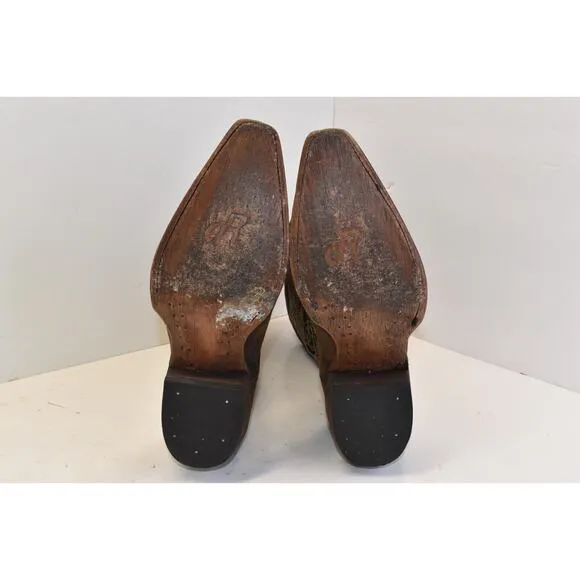 Dusty Rocker 1098 Cowgirl Brown Leather Boots Red Rose Design Size 7.5