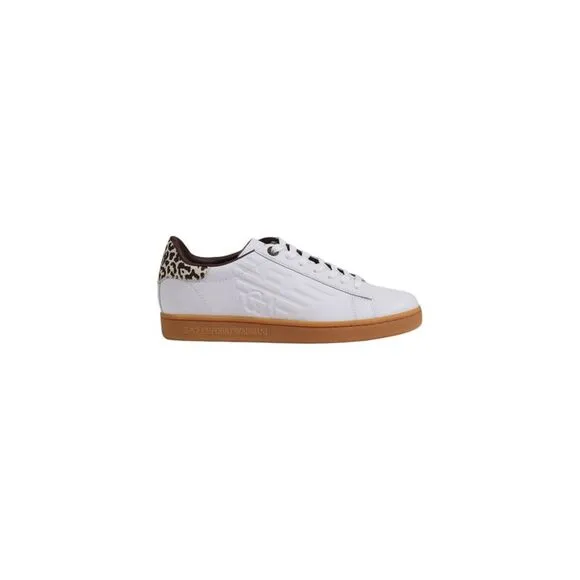Ea7 Leather Sneakers with Rubber Sole Women Beige