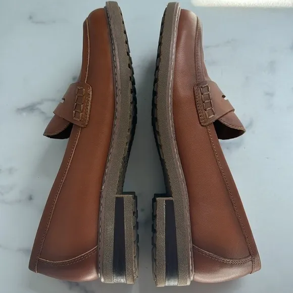 Earth Jarvas Med Brown Round Toe Casual Slip on Penny Loafers Size 7W