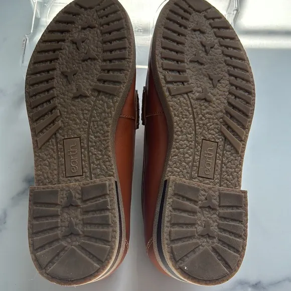Earth Jarvas Med Brown Round Toe Casual Slip on Penny Loafers Size 7W