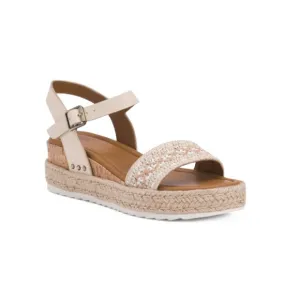 EARTH Light Natural Leather Collins Platform Wedge Comfort Sandals