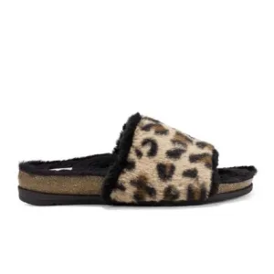 EARTH ORIGINS OLLI SLIDE SANDALS FAUX FUR LEOPARD NWT SZ 8