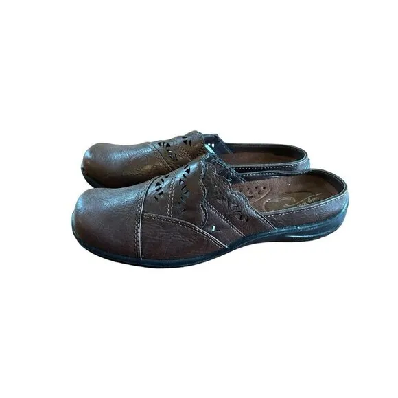 Easy Street Women's Mules Flats Brown Faux Leather Slip Ons NEW 5.5 M