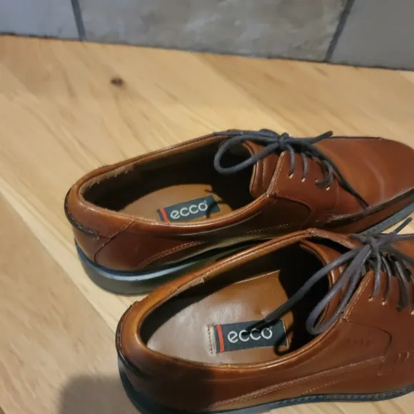 ECCO Brown Leather Square Toe Lace Up Tie Shoes Size EU 42